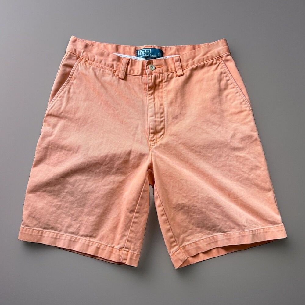🔥🧸 RARE-VTG Polo Ralph Lauren Prospect Chino Shorts 31 Peach Orange Preppy